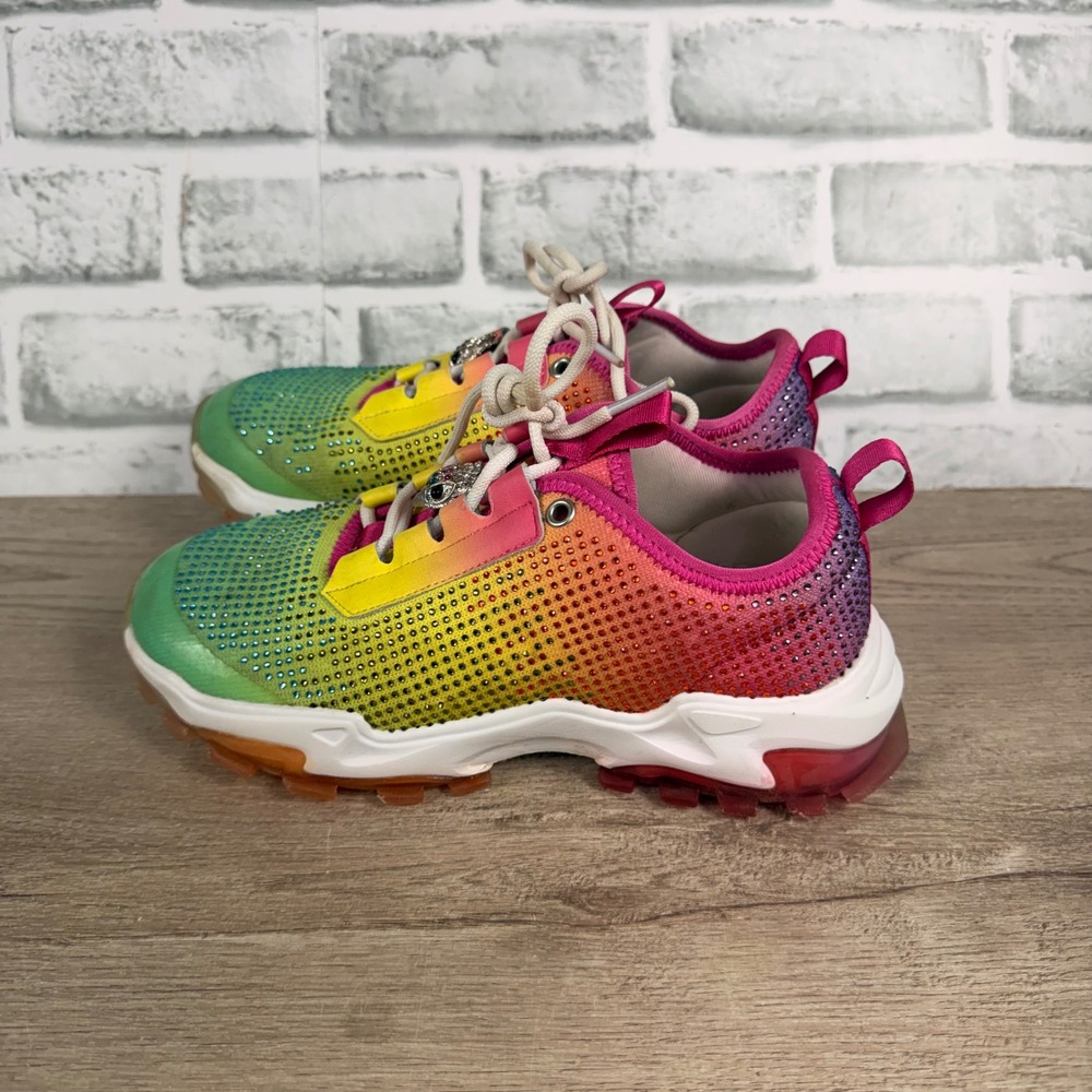Kurt Geiger Mini Lettie Crystal Sneakers Rainbow Rhinestone Girls 4